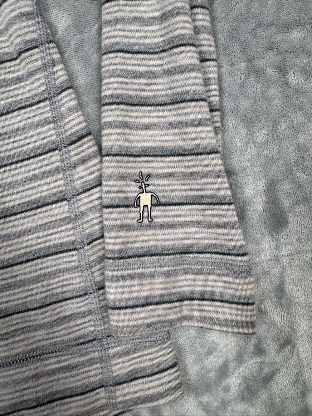 Smartwool Gray Striped Quarter Zip Sweater with Yellow Trim - Picture 4 of 8